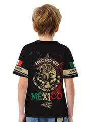 MEXICO EAGLE 3D Print Boy's Casual Tee Short Sleeve Crew Neck Comfy T shirt