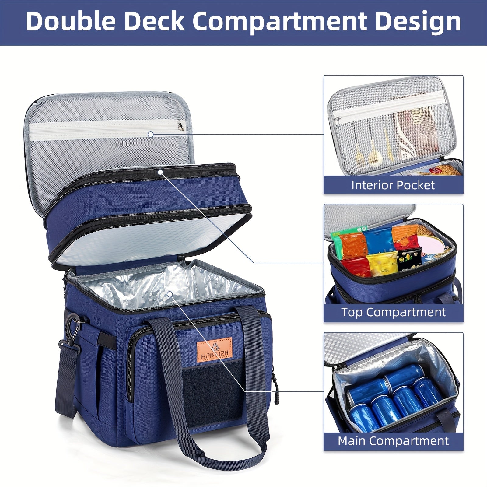 Large Capacity Insulated Leak Proof Lunch Bag with Multiple Compartments