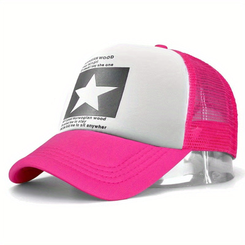 Star Print Candy Mesh Trucker Hat Baseball Cap