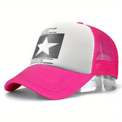 Star Print Candy Mesh Trucker Hat Baseball Cap
