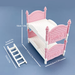Pink Twin Bed for Dollhouses with Safety Railings