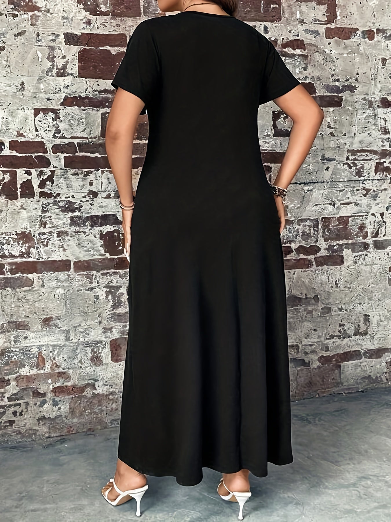 V-Neck Maxi Dress with Button Detail