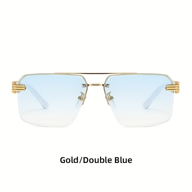 Men's Half Frame Sunglasses Floral Pattern Square Frame Plastic Glasses