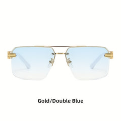 Men's Half Frame Sunglasses Floral Pattern Square Frame Plastic Glasses