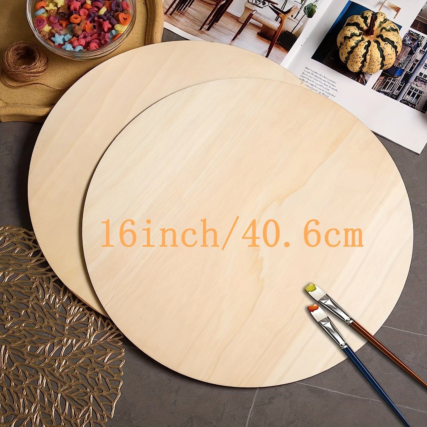 2Pcs 40 64 Cm Natural Round Wooden Discs Blank Wood Signs For DIY Crafts