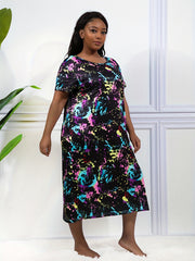 Tie Dye Short Sleeve Loungewear Dress