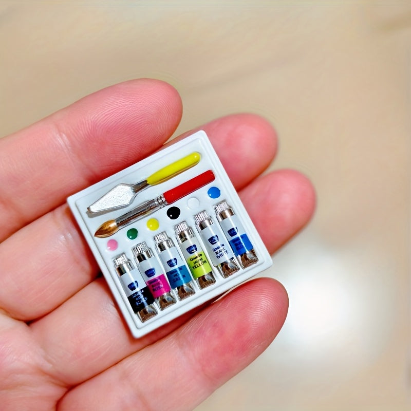 Mini Alloy and Resin Watercolor Paint Set for DIY Home Scenes