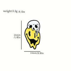 Boys Cartoon Skull Enamel Pin with Funny Smile and Angry Expression