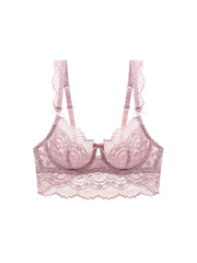 Soft Lace Mesh Everyday Bras Comfortable & Bow Thin Cup Intimates Bra
