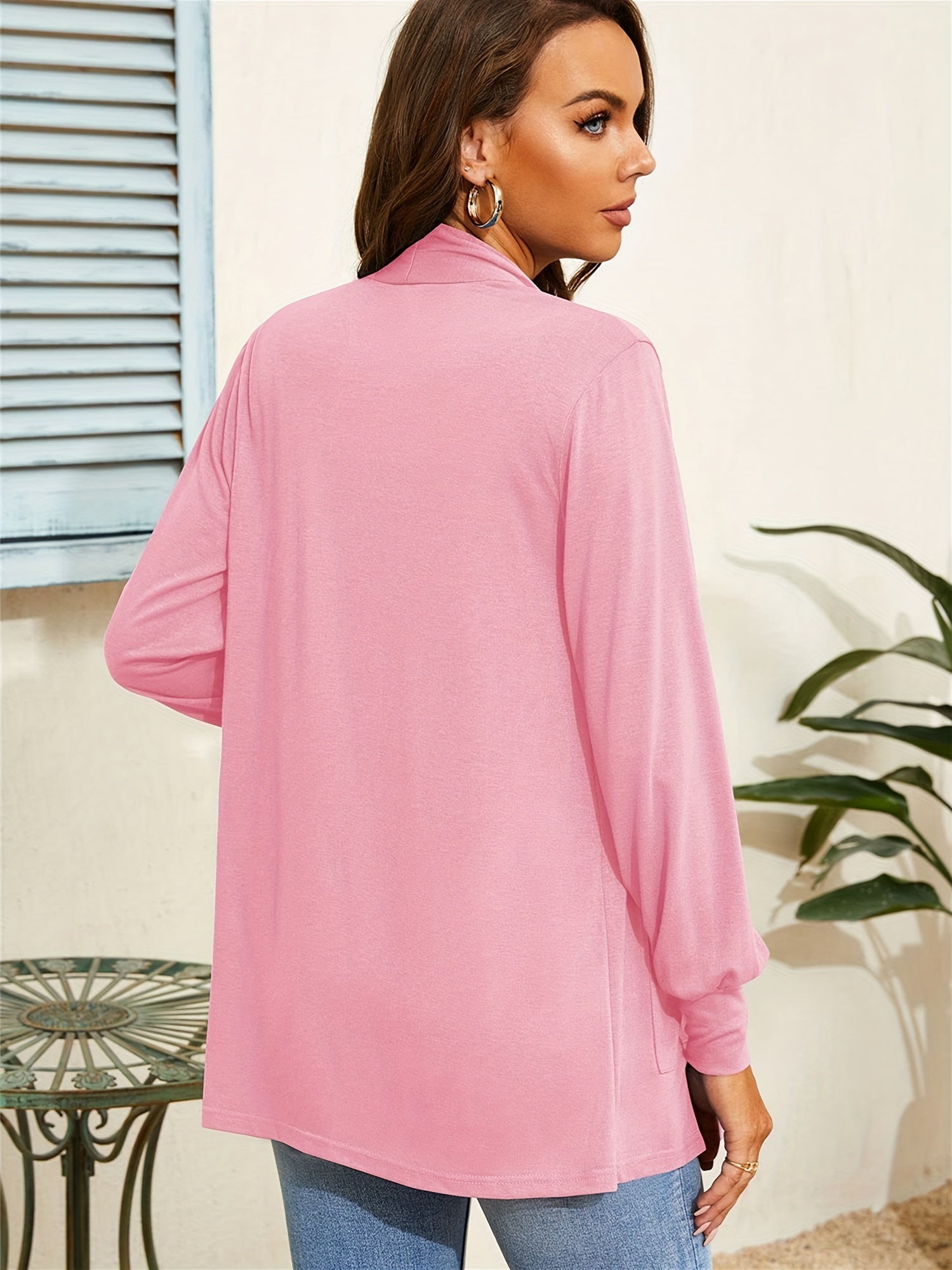 Dual Pockets Open Front Coat Casual Long Sleeve Coat