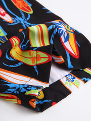Surfboard Print Hawaiian Shirt Men s Casual Short Sleeve Summer Resort Top