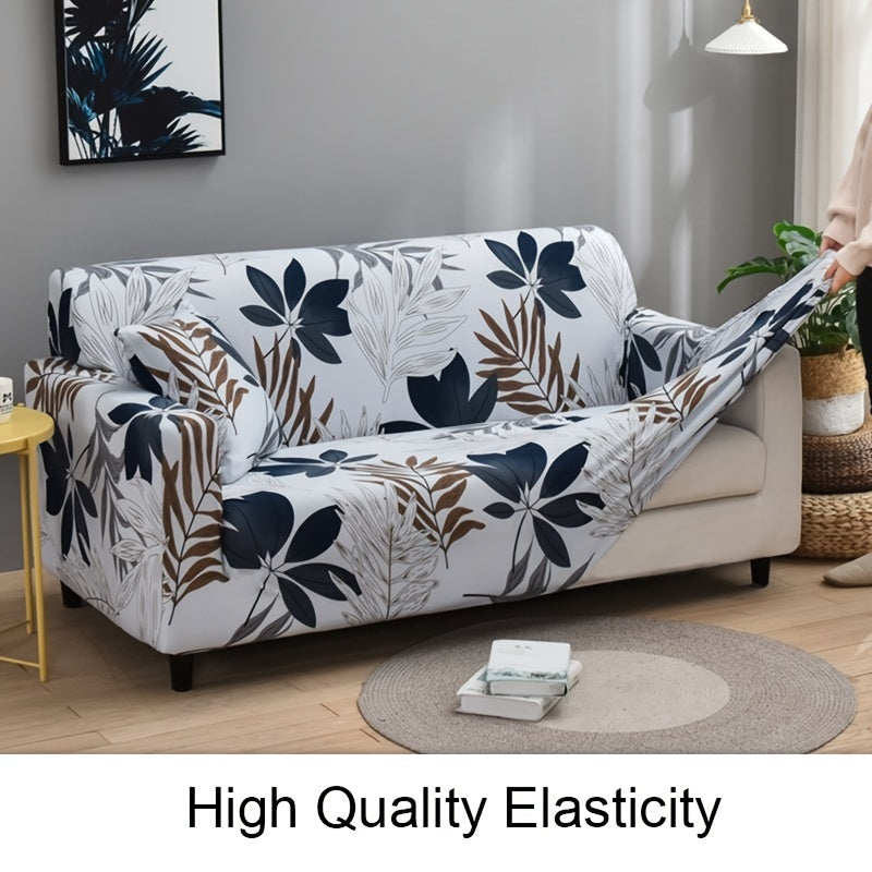 Leaf Printed Sofa Slipcover Anti Dirty Spandex Furniture Protector