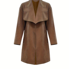 Casual Lapel Neck Long Sleeve Trench Coat for Women
