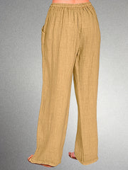 Wide Leg Pants Drawstring Pockets Women's Clothing