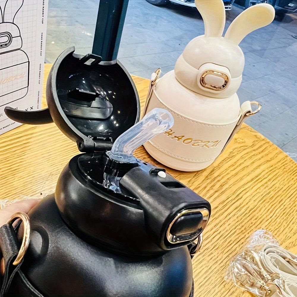 580ml Outdoor Bunny Ears Water Bottle with Straw