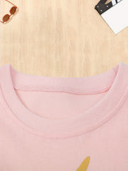 Girls Princess & Unicorn Print T-shirt Comfy Cotton Tops For Sports