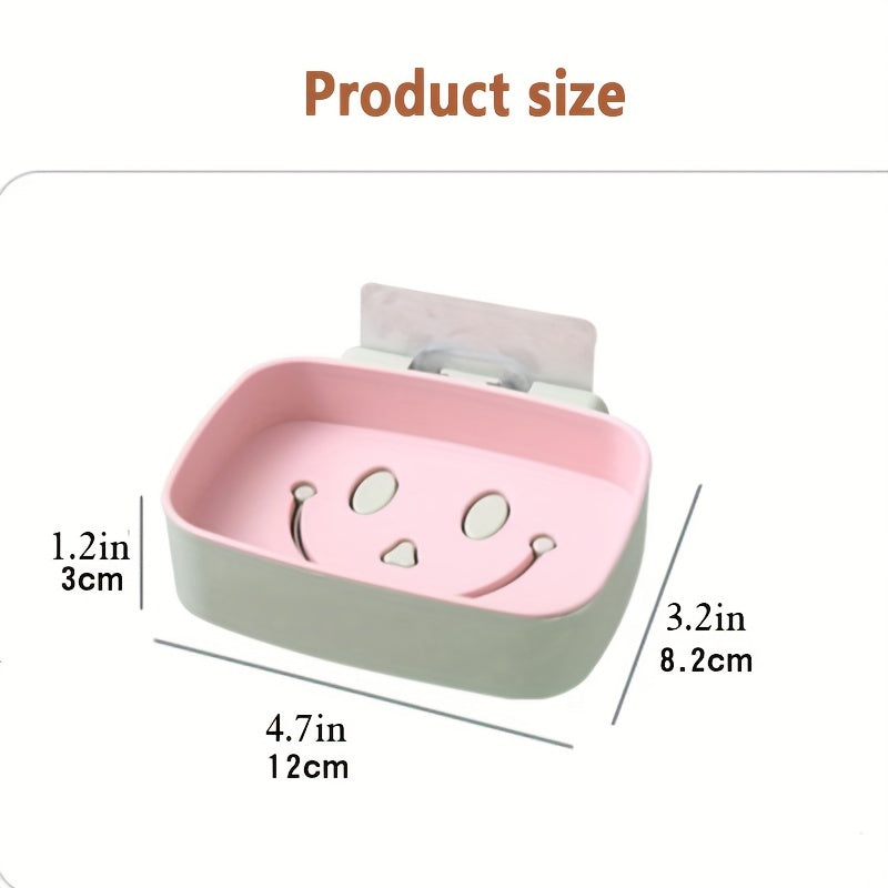 Smiling Face Double Layer Soap Holder Wall Mounted Soap Dish Plastic Soap Tray