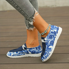 Women's Print Canvas Slip On Flat Sneakers