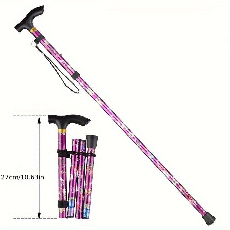 Folding Telescopic Aluminum Climbing Stick Five Section Outdoor Hiking Cane