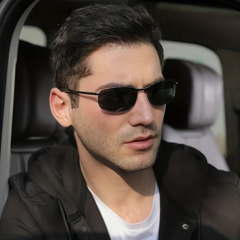Men's Polarized Sunglasses Metal Frame HD Vision Car Driving Sun Glasses