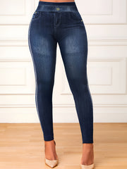 Faux Denim Print Yoga Pants Stretch Leggings Women's Activewear