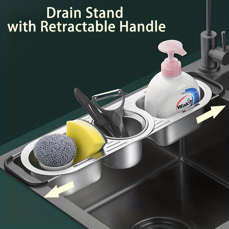 Kitchen Sink Corner Drying Rack Stainless Steel Sponge Drainer