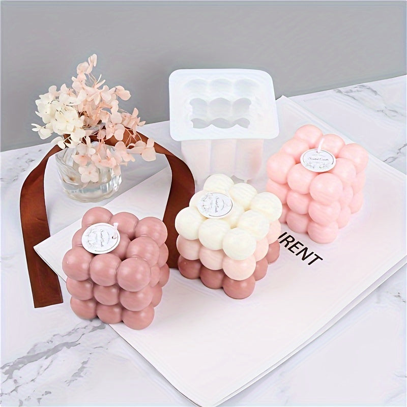 2pcs Multi Bubble Cube Candle Silicone 3D Aromatherapy Gypsum Candle Mold