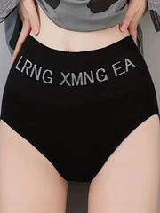 4pcs High Waist Comfy Letter Print Briefs Women's Lingerie