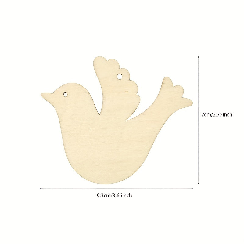 10Pcs Christmas Bird Wooden Cutouts DIY Craft Slices Shapes Gift Tags