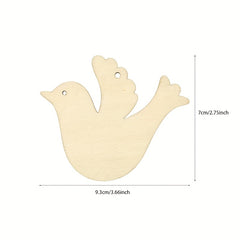 10Pcs Christmas Bird Wooden Cutouts DIY Craft Slices Shapes Gift Tags