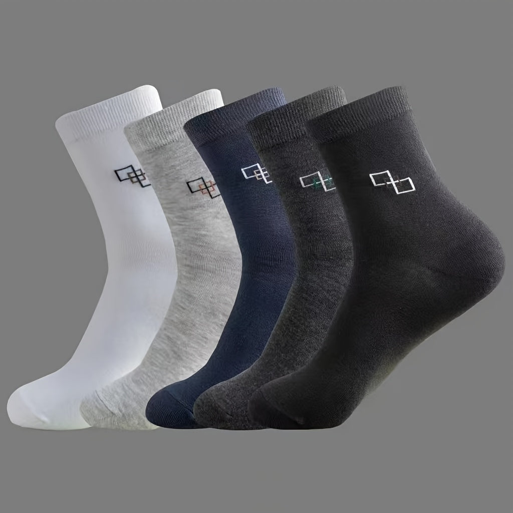 6 Pairs Men's Solid Crew Socks Cotton Blend Casual Unisex Socks