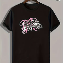 Animal & Letters Print Men's Graphic T-shirt for Summer