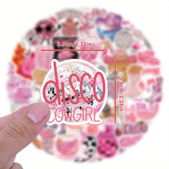 55pcs Disco Cowgirl Sticker Pack - Cowboy & Western Themed Vinyl Decals