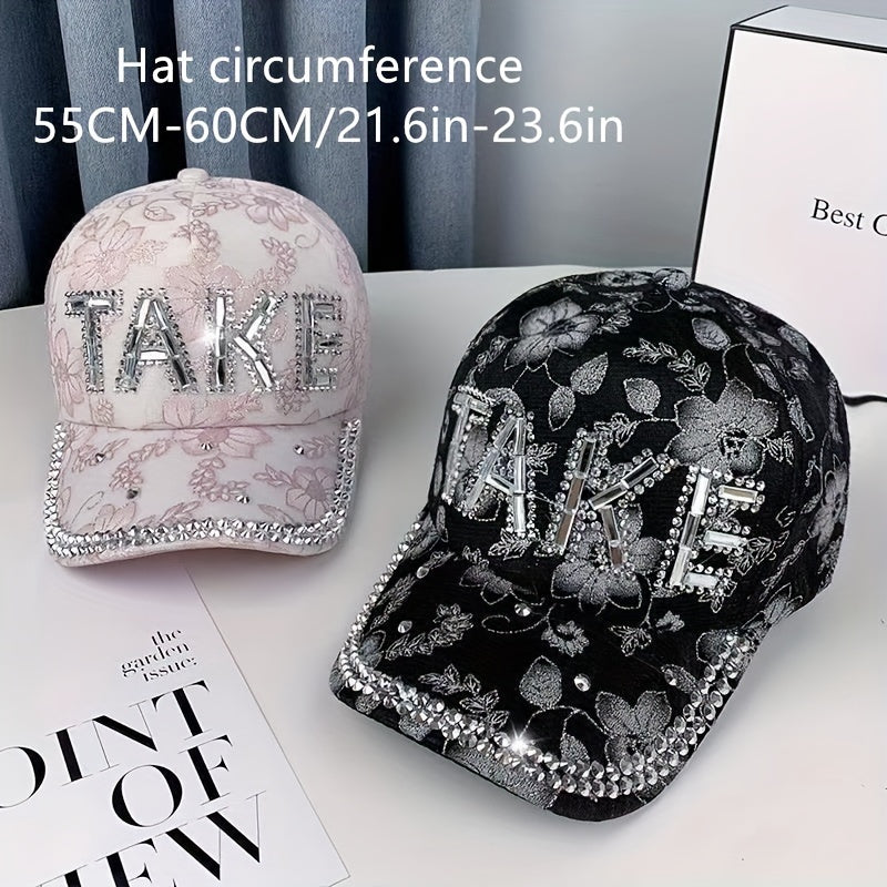 Rhinestone TAKE Baseball Cap Sunshade Hat Lace Cap