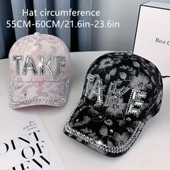 Rhinestone TAKE Baseball Cap Sunshade Hat Lace Cap