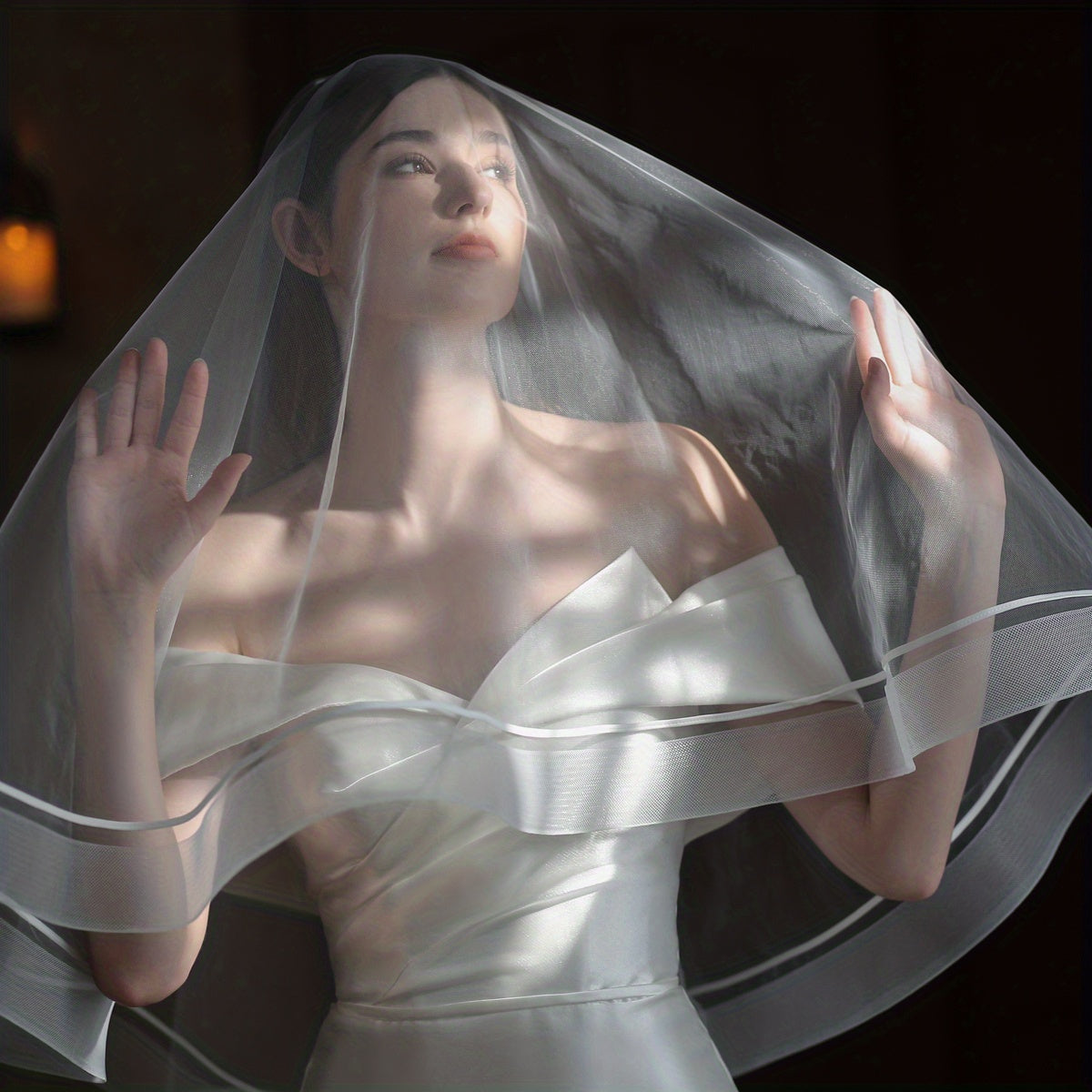 Double Layer Head Veil With Comb Bridal Hair Accessory