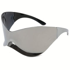Oversized Shield Sunglasses Cyberpunk Mirror Lens UV400