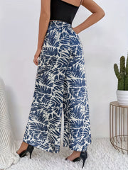 Leopard Print Wide Leg Pants High Waist Casual Elastic Women's Clothing