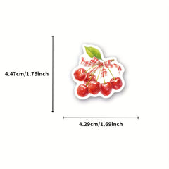 50pcs Cherry Themed Vinyl Stickers Red & Cartoon for Scrapbooking DIY Projects