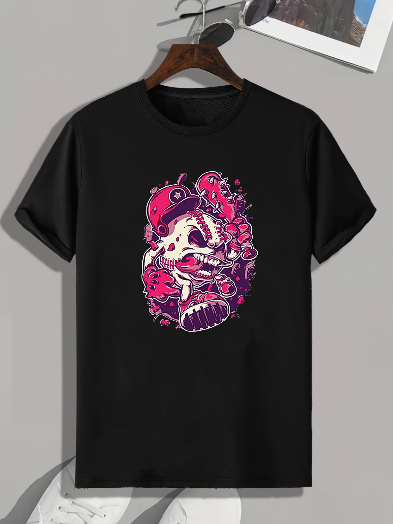 Anime Skull Print Men's Graphic T-shirt for Summer