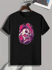 Anime Skull Print Men's Graphic T-shirt for Summer