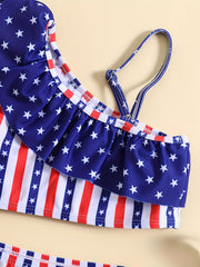 Girls' Patriotic Ruffled Cami & Shorts Set for Summer & Celebrations