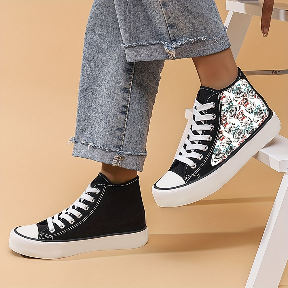 Stylish Frog Pattern High Top Sneakers for Women