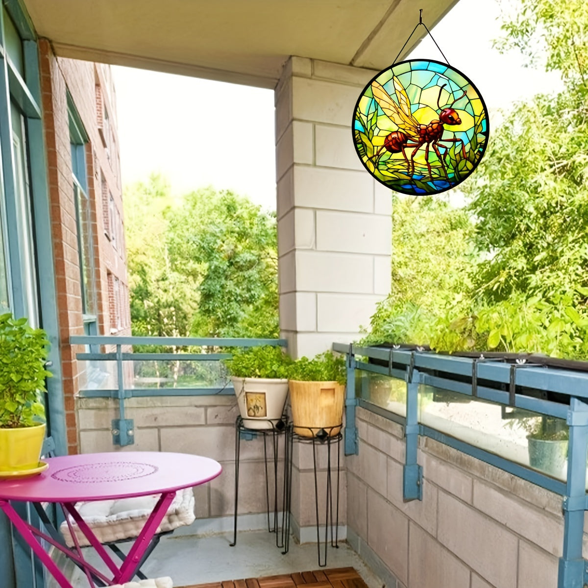 3D Ant Stained Glass Suncatcher Window Wall Decor Gift Nature Plant Mushroom