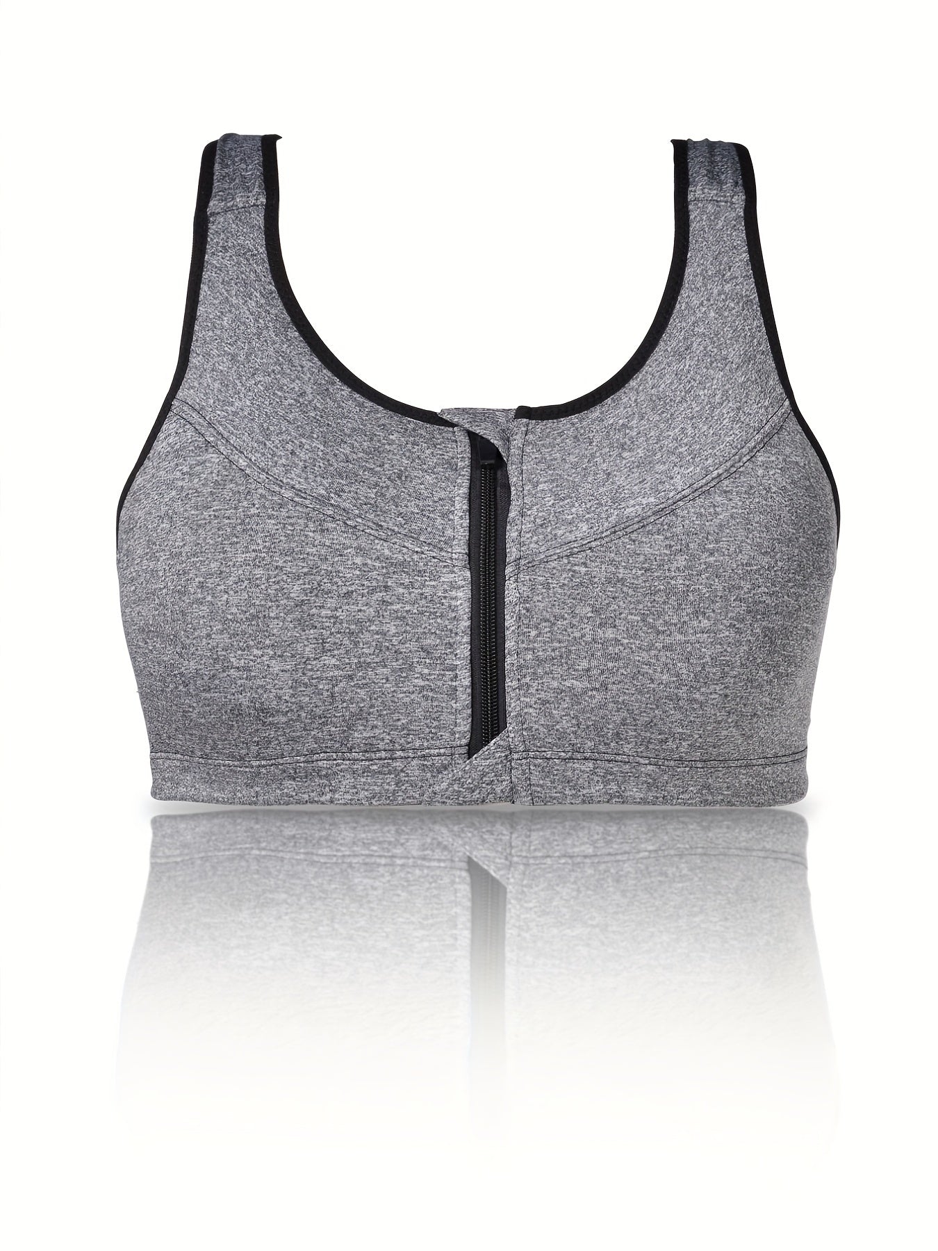 Zipper Front Sporty Bra High Stretch