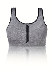 Zipper Front Sporty Bra High Stretch