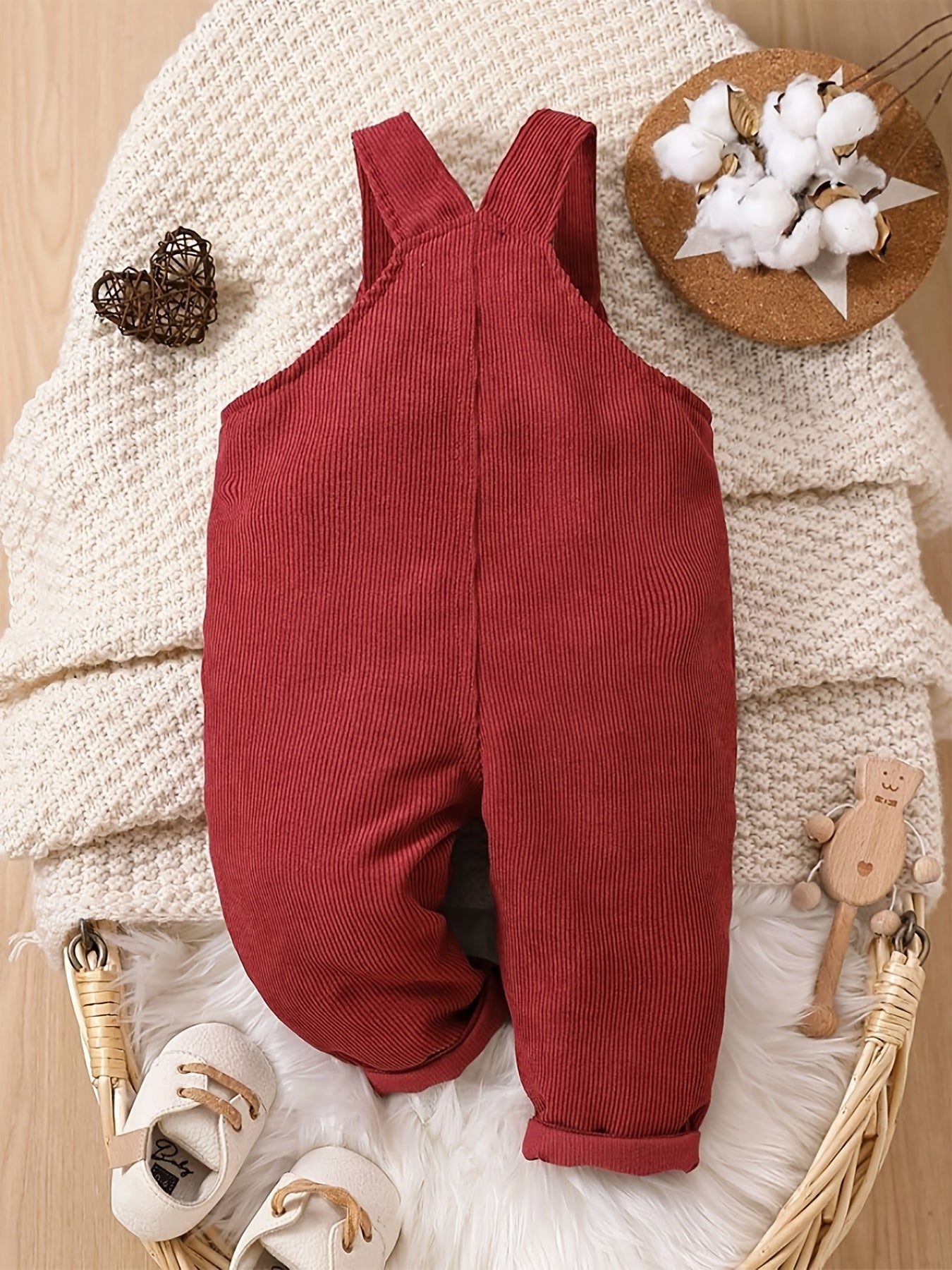 Girls Corduroy Solid Suspender Pants for Winter