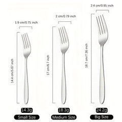 8pcs Dinner Forks Set Stainless Steel Mirror Polished Fruit Picks Steak Fork