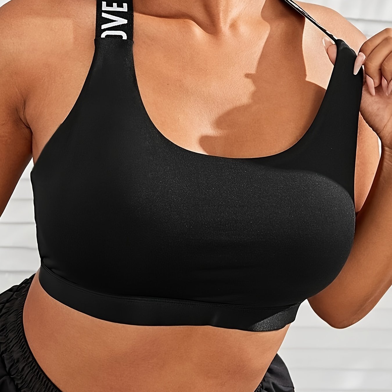 Sports Bra Women's Plus Letter Tape Shockproof Crisscross Back