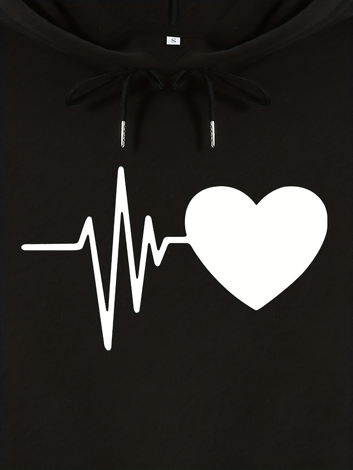 Heart Print Hoodies Casual Drawstring Long Sleeve Sweatshirt